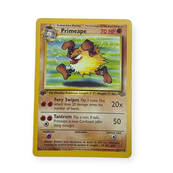 1st Edition Vintage 90s Jungle Primeape Pokemon Trading Card - Picture 1 of 2
